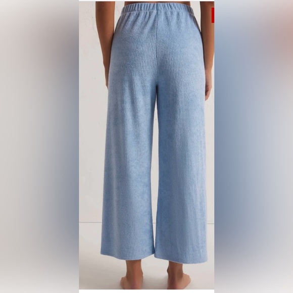Z Supply Light Blue Ribbed French Terry Wide Leg Knit Pants. Elastic Waist. Soft - Picture 9 of 16
